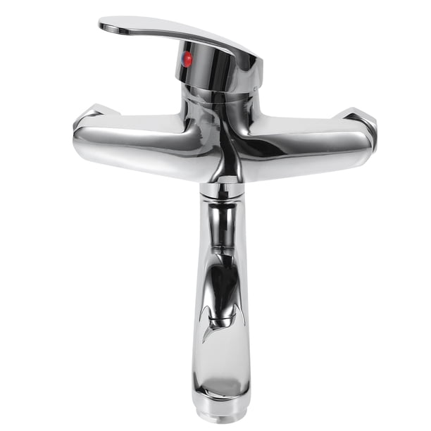 BRIGHTFUFU Grifo de lavabo de cobre para montaje en pared, mezclador de agua fría y caliente con doble caño, para baño, ducha y cocina.