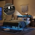 thumbnail image 5 of Bestier Queen Size Bed Frame with Charging Station and  2 USB Ports and Outlets,LED Light Storage Headboard,Noise Free Design,Black, 5 of 12