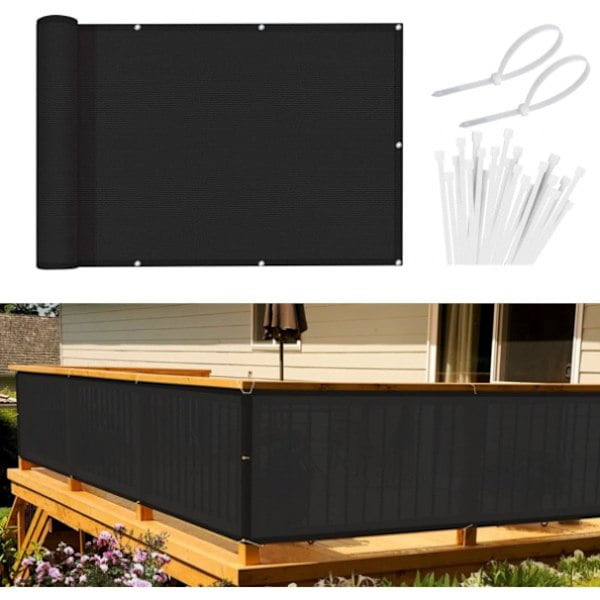 100 x 400 cm, balcony protection for privacy, wind and UV protection,