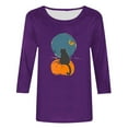 thumbnail image 4 of VKOYWKM Womens Halloween Shirts 3/4 Length Sleeve Women Tops Halloween Pumpkin Graphic T Shirts Holiday Crew Neck Three Quarter Length Sleeve Fall Blouses, 4 of 5