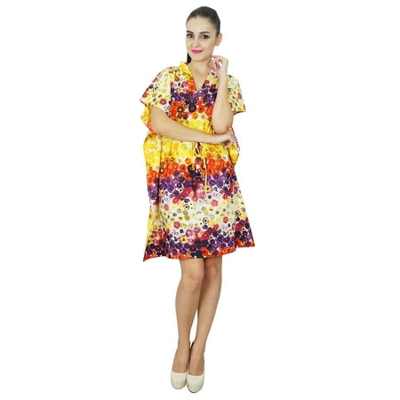

Bimba Women Bohemian Cotton Kaftan Short Indian Caftan Plus Size Beach Wear
