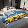 thumbnail image 1 of Area Rug 8x10 ft Cartoon Style City Taxi Yellow Living Room Rugs, Indoor Accent Rug, Washable Non Slip Stain Resistant Carpet, for Bedroom Dining Room Home Office Soft Low Pile Print Rugs, 1 of 7