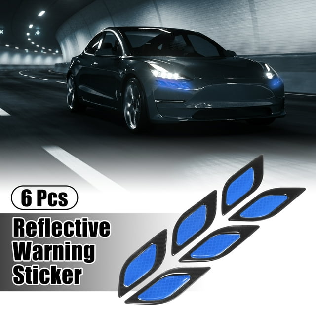 Unique Bargains 6pcs 3D Reflective Stickers Safety Warning Sign for Car Fender Bumper Night Visibility Decal Carbon Fiber Pattern Red