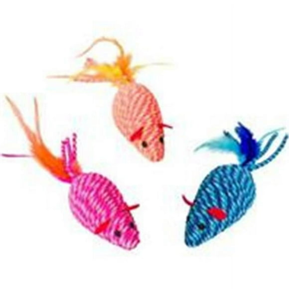 Ethical Cat 52074 6 in. Elasteeez Mouse & Feathers Cat Toy