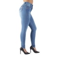 thumbnail image 4 of Fashion2Love Women's Juniors Colombian Design Butt Lift Push Up Mid Waist Skinny Jeans, 4 of 10