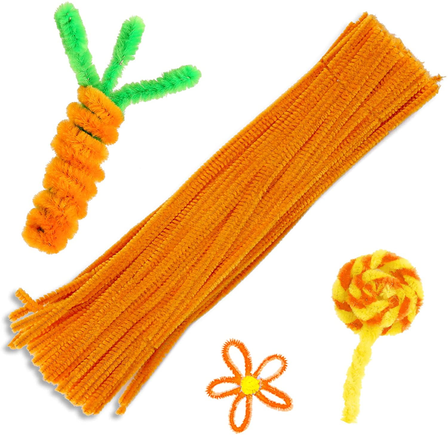 100 Pieces Pipe Cleaners Chenille Stem, Solid Color Pipe Cleaners Set ...
