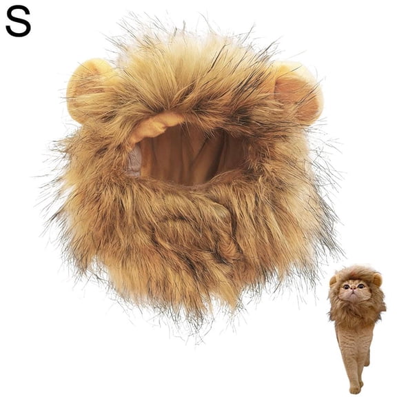 Lion Headpiece for Cats, Photo Prop Costume with Elastic Net & Soft Fabric, Cute Lion Mane Hat for Photography, Halloween, Christmas Pet Dress Up