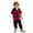 Red, variant on Hienoo Toddler Boys Outfits Plaid Long Sleeve Button Hooded Shirt and Pants 2-Piece Set