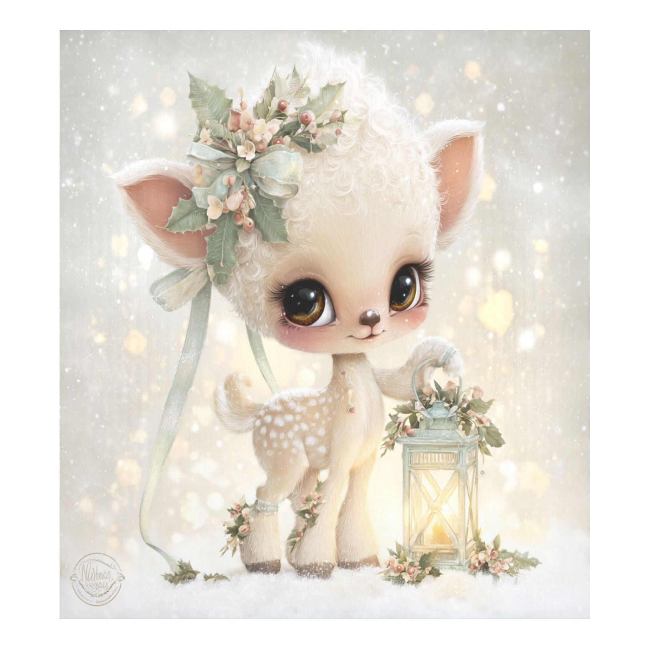 Dishwasher Magnetic Refrigerator Magnet Cover Sticker Home Decorative 23"x26" Kawaii Cute Baby Deer