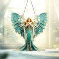 thumbnail image 5 of Blue and Gold Hanging Angel Ornament, Exquisite Acrylic Figurine with Intricate Details, Spiritual Home Decoration and Religious Gift for Christmas, Holiday and Memorial, 5 of 7