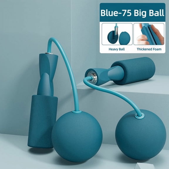 1Pcs Cordless Jump Rope Home Gym Equipment with Heavy Balls Sports Fitness Training Bodybuilding Exercise Rapid Speed Skipping (Blue,Big Ball)