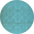 thumbnail image 1 of Ahgly Company Indoor Round Oriental Light Blue Traditional Area Rugs, 3' Round, 1 of 4