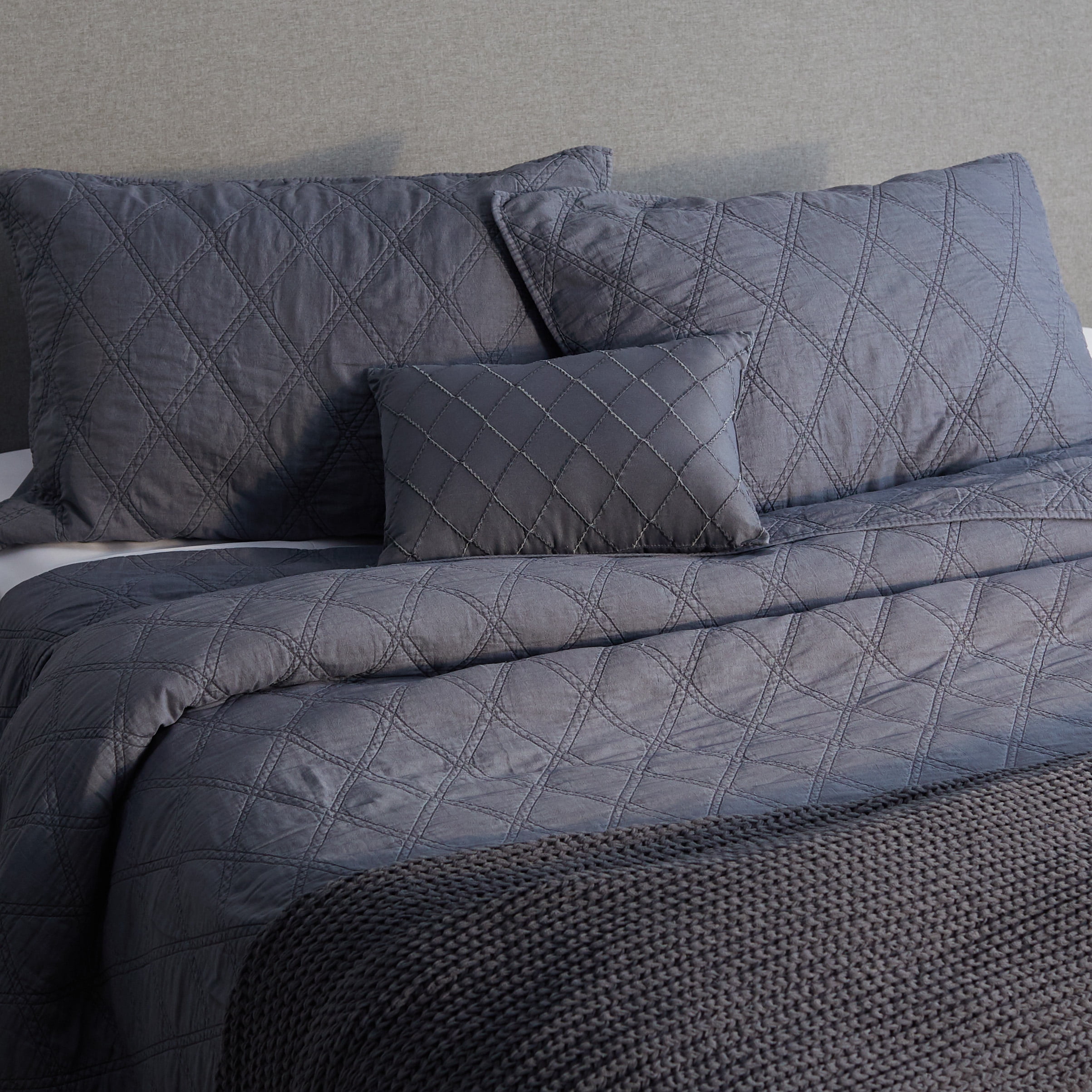 MoDRN Scandinavian 5 Piece Washed Microfiber Quilt Set