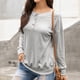 thumbnail image 2 of Sudadera de Mujer Manga Larga Cuello Redondo con Botones Color Sólido Jersey Suelto Top para el Trabajo Escuela Gris Claro L, 2 of 6