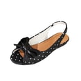 thumbnail image 3 of Gpaecead Women's Polka Dot Bow Flat Slingback Shoes Open Toe Slip On Soft Sole Comfort Casual Vintage Shoes, A-Black, 3 of 8