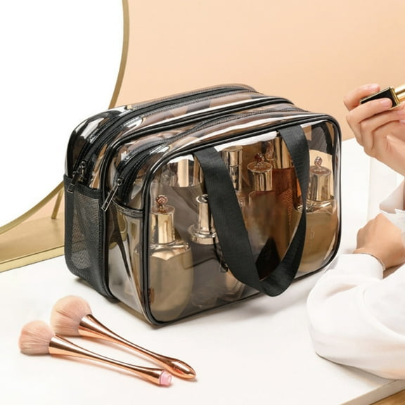 Deeceymbur Cosmetics Bag Double Layer Clear Makeup Pouch Transparent Pvc Toiletry Organizer