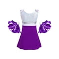 thumbnail image 4 of CHICTRY Kids Girls 2Pcs Cheers Outfit Workout Set Halloween Costume Sequins Tennis Dress with Shorts Purple-A 12, 4 of 7