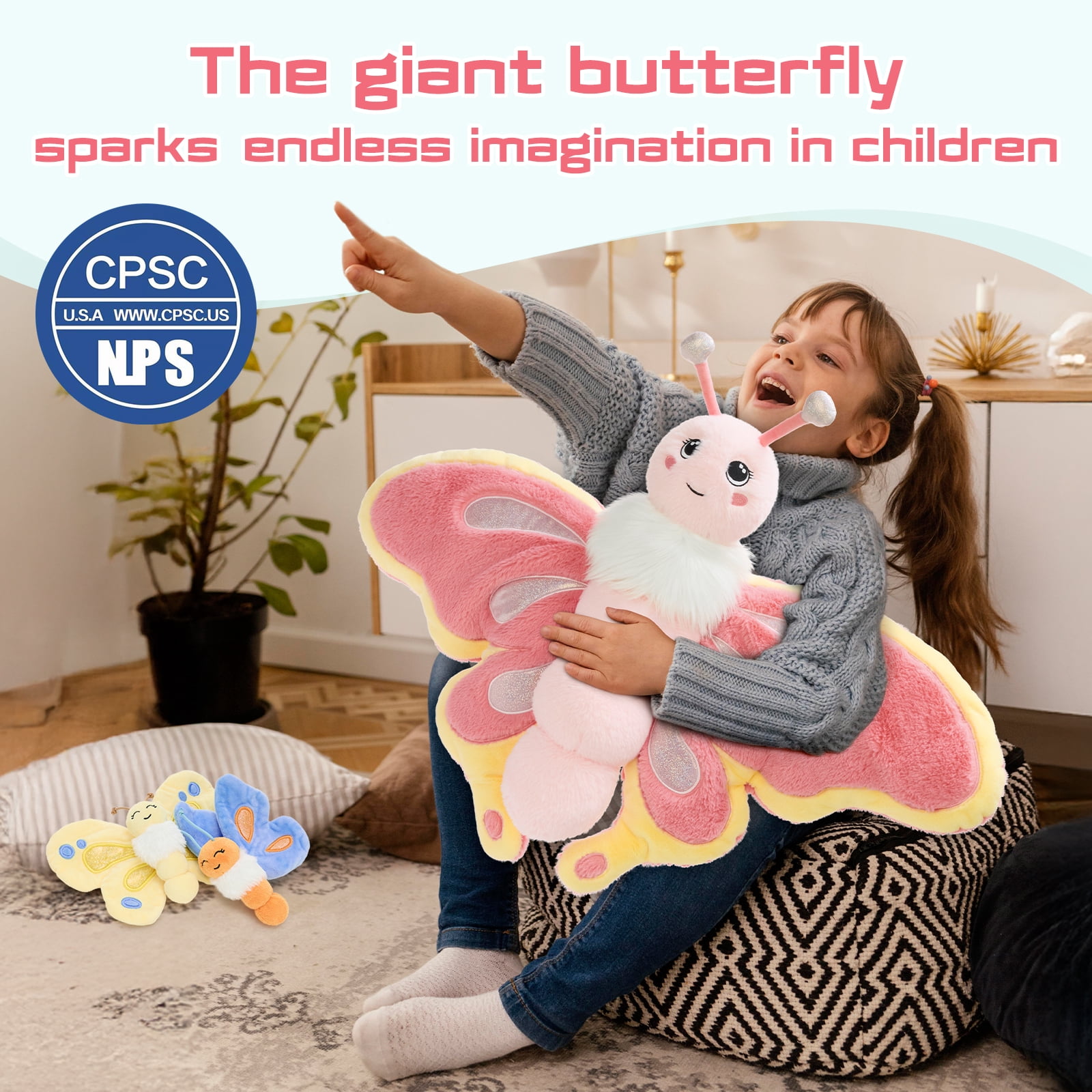 MorisMos Butterfly Stuffed Animal Set,Stuffed Butterfly with 3 Baby Plush Toys