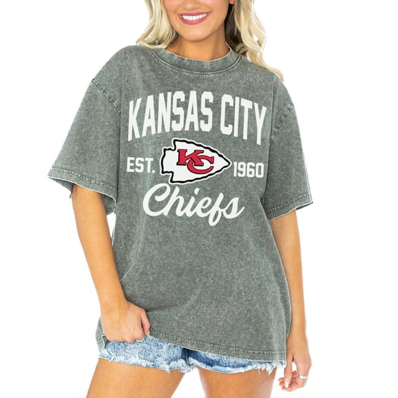Women's Gameday Couture Gray Kansas City Chiefs Tackle Titan Boyfriend Washed T-Shirt