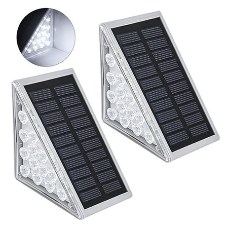 

AQRS 2Pcs Outdoor Step Light Solar Deck Lamp High Brightness Waterproof No Wiring Required Easy to Install Solar Outdoor Light LED Pathway Lighting