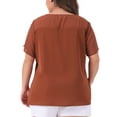 thumbnail image 4 of DARING DIVA Women's Plus Lace Pin Dots Short Sleeve Blouse 4X Caramel, 4 of 6