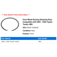 thumbnail image 2 of Front Wheel Bearing Retaining Ring - Compatible with 2000 - 2006 Toyota Tundra 4WD 2001 2002 2003 2004 2005, 2 of 2