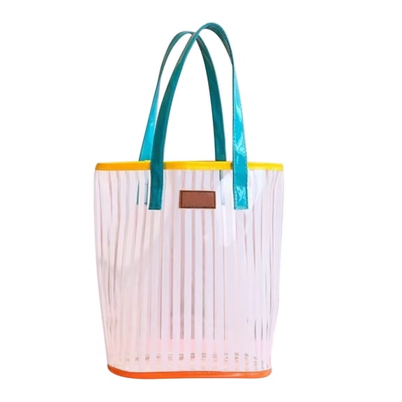 Large Capacity Transparent Beach Bag – Jelly PVC Tote for Women, Portable Swimming Bag, Waterproof Shopping Bag for Travel, Pool, Gym, Everyday Outing