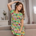 thumbnail image 3 of Fuzoiu Multicolored Tropical Print Women Nightgowns, Soft Comfy Lightweight Short Sleeves Sleepwear,Crew Neck Loungewear, 3 of 6
