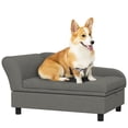 thumbnail image 2 of Dog Bed PawHut Pet Sofa, Dog Couch, Elevated Pet Bed for Small and Medium Dogs, with Hidden Storage, Soft Tufted Cushion, Gray,Large Dog Bed, 2 of 7