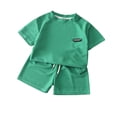 thumbnail image 3 of Rvasteizo Baby Boys Elegant Outfit Set Solid Crew Neck Short Sleeve Top Short Pant Kids Loungewear Outfit, 3 of 5