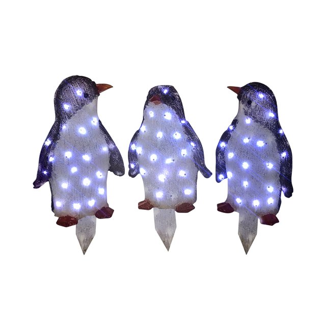 EGNMCR Room Decor, , Lighted Penguin Christmas Outdoor Yard Decorations, Glittered Penguin With Battery Lighted Outdoor Decor, Artificial Pre-Lit Xmas Decorative Penguin LED Lights penguin lights