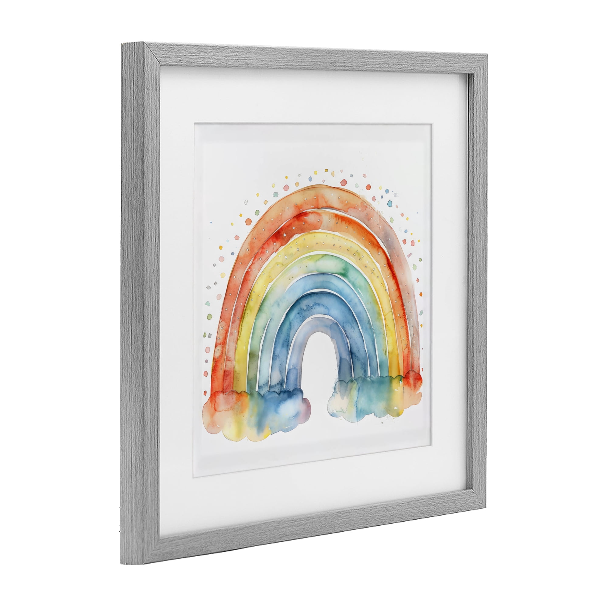 Stupell Industries Colored Rainbow Clouds Gray Framed Print Under Glass, design by Creative Studio