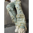 thumbnail image 6 of LMLYSoH Men Jeans, Vintage Frayed Patchwork Loose Casual Jeans Trousers Streetwear for Daily, 6 of 9