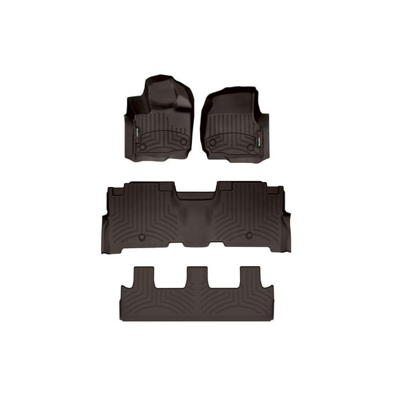 WeatherTech Custom Fit FloorLiners compatible with 2021-2024 Ford Expedition Max - Complete Set (1st, 2nd, & 3rd Row), Cocoa