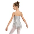 thumbnail image 7 of Aislor Kids Girls Shiny Sequin Latin Jazz Ballet Dance Dress with Tassel Hem Ballroom Party Costume 6-14 Silver 10, 7 of 7