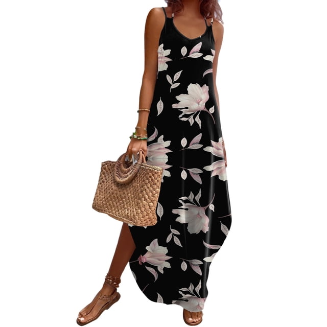 Vestido Zeagoo con estampado floral hawaiano para mujer, verano S