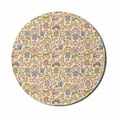 thumbnail image 1 of Cartoon Mouse Pad for Computers, Continuous Childish Pattern with Happy Girls and Garden Floral Swirls, Round Non-Slip Thick Rubber Modern Mousepad, 8" Round, Champagne and Multicolor, by Ambesonne, 1 of 2