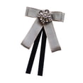 thumbnail image 2 of Broche de cinta de lazo Broche Decoración de corbata del cuello para mujeres Pon elegante Pin de la camisa Bownot Camiseta para blusa de uniforme Gris, 2 of 8
