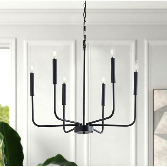 Aiwen Modern Candle Like Wagon Wheel Pendant Light Industrial Hanging Lamp Fixture Black