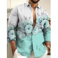thumbnail image 1 of Camisa de hombre con estampados gráficos florales, cuello vuelto, para exteriores, calle, manga larga, ropa estampada, ropa de diseñador, 1 of 6