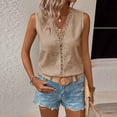 thumbnail image 2 of fheaev Tank Top for Women Solid Color V-Neck Sleeveless Loose Fit Casual Summer Blouse, 2 of 9