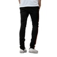 thumbnail image 4 of Ma Croix Mens Tri Color Stripe Zipper Pants Three Tone Skinny Fit Elastic Athletic Training Bottom, 4 of 6