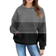 thumbnail image 5 of Mercatoo Girl Striped Hoodies Co𝐥orblock Trendy 𝐏reppy Sweatshirt Teen Fall Winter Casual Long Sleeve Pullover with Poket, 5 of 7