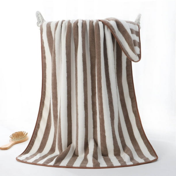 Velvet Bath Towel Towel For Adult Daily Use At Home Absorbent Dry Hair Towel That Does Not Hair Beach Towel Strip Patterned Bath Towel