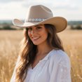 thumbnail image 4 of RUINIXCW Cowboy Cowgirl Hat For Women Men Western Hats Rhinestone Cowboy Hat Wide Brim Cow Girl Rodeo Hat Felt Jazz Cap For Rodeo Party, 4 of 8
