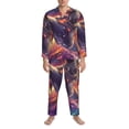 thumbnail image 3 of Yiaed Astronaut Dolphin Print Men’s Pajamas Set - Long Sleeve Button Down Sleep Shirt and Pajama Bottoms Sleepwear Set Mens Pjs Sets Men's Pajama Bottoms-Medium, 3 of 7