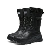 Snow Boots for Men Outdoor Mid-Calf Winter Warm Snow Shoes with Detachable Insert Liner