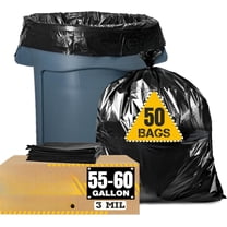 MY.Contractor Garbage Bags 55 Gallon, 3 Mil Black Contractor Garbage Bag (50 Bags w/Ties) Large 55 Gallon Trash Bags Heavy Duty Liners, Extra Large Trash Liners for Construction, Industrial Bag
