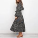 thumbnail image 4 of Vestido largo de manga larga con cordones y cuello en V con estampado informal para mujer a la moda Fridja  NMB4712, 4 of 7