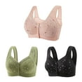 thumbnail image 2 of qelini Bras for Women Plus Size Cotton 3 Pack Everyday Breathable All-Day Comfort Full Coverage Soft Sleep Gathering Bras Bralette Fashion Pink L, 2 of 6